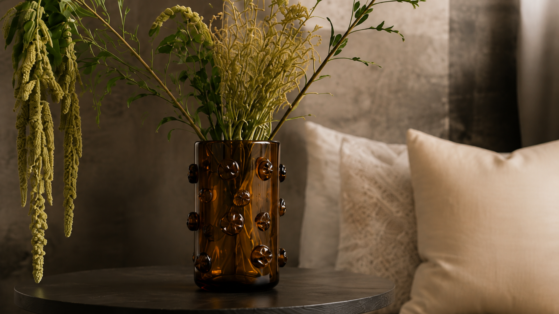Tekura Akuaba Textured Sculpture in a living room setting at September Collective