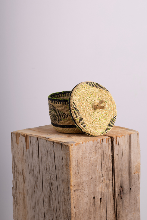 Baba Tree Banasco Basket Diamond Earth mini storage basket with woven design in natural tones.