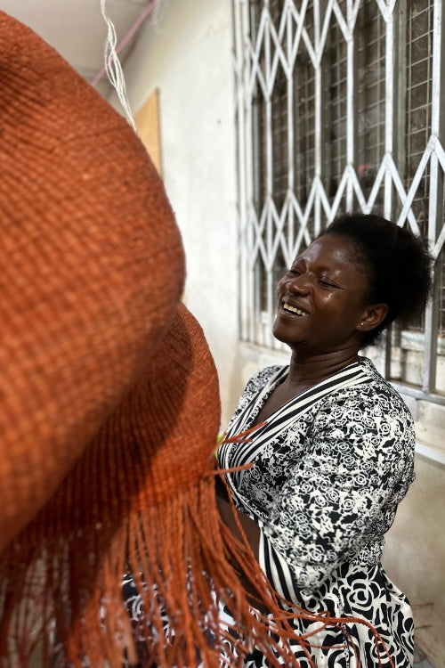 Yoomelingah Yure Artisan Basket - Sienna weaved by artisan in Ghana