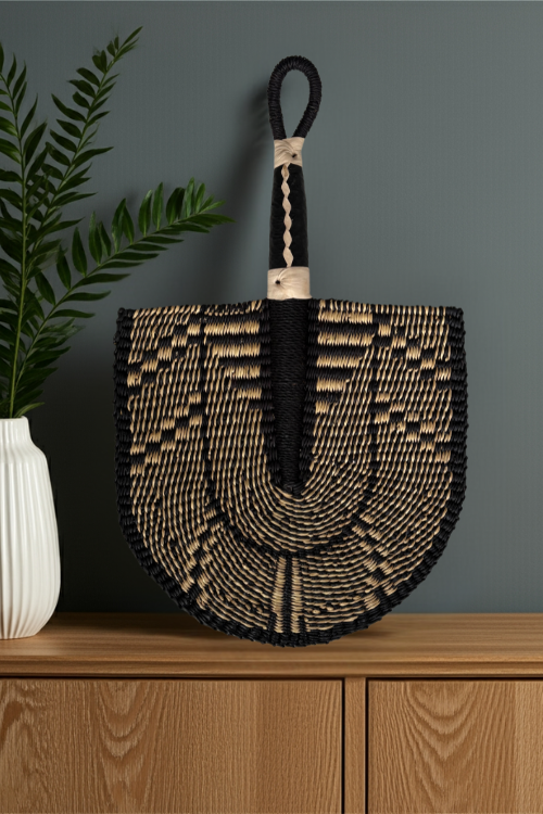 Handcrafted Bolga Decorative Fan – Ebony Triangle - Handwoven Elegance from Ghana is a cost-conscious way to bring authentic African craftsmanship into your home.