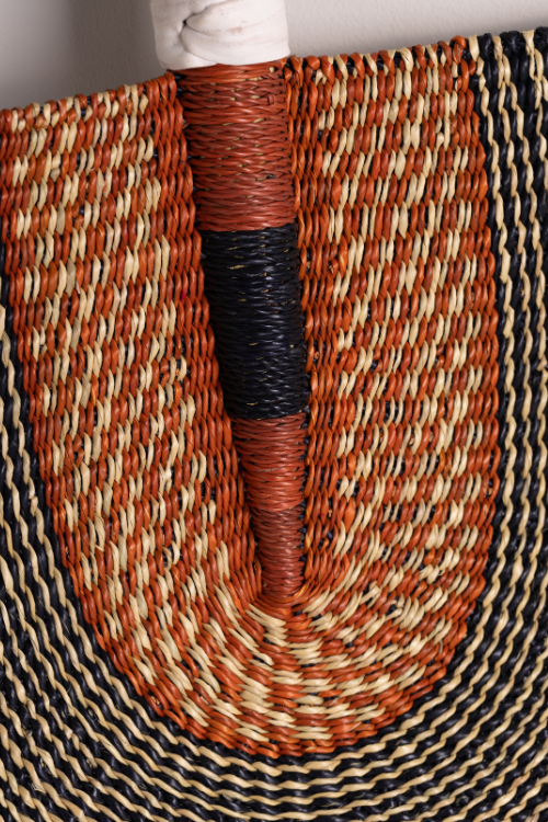 Handcrafted Bolga Decorative Fan - Golden Coast Currents from Ghana - September Collective