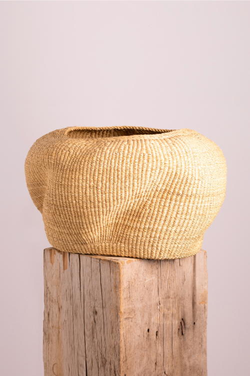 Natural Dune Pebble Art Basket by Baba Tree, handcrafted woven basket with pebble design, ideal for home decor or storage.