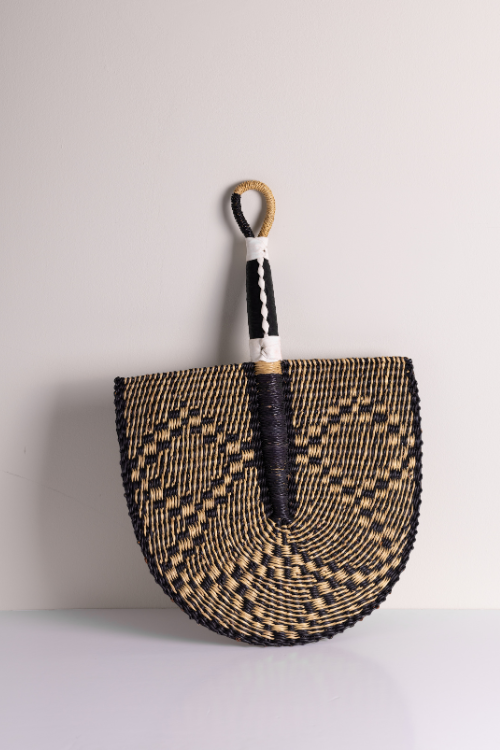 Handcrafted Bolga Decorative Fan - Diamond Earth from Ghana - September Collective