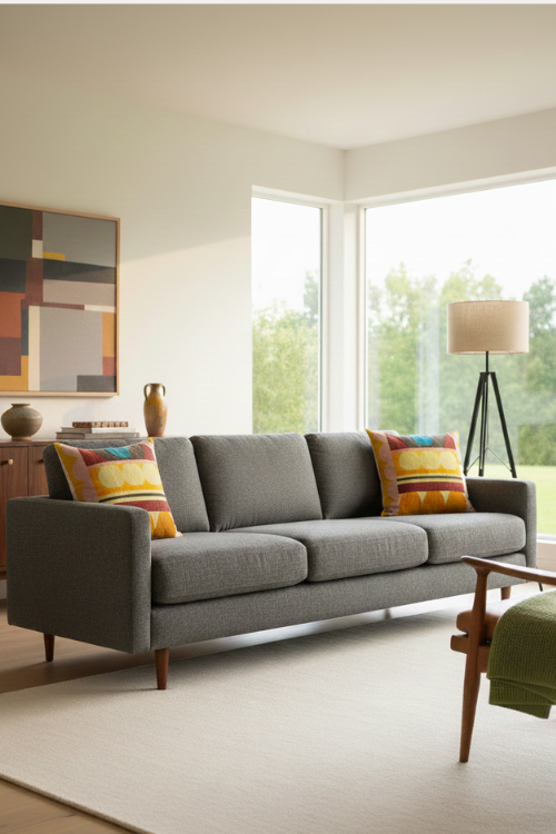 Lulasclan Bau Abstract Linen Pillow featuring a modern, artistic design in neutral tones on soft linen fabric.