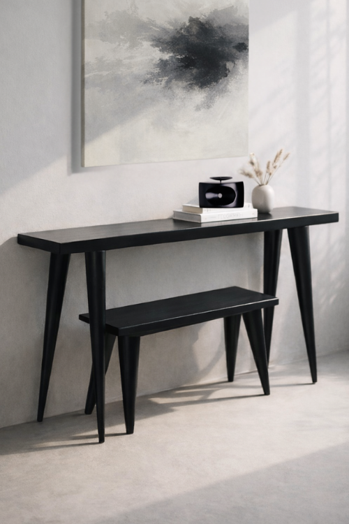 Black Tekura walking bench stool with sturdy design, ideal for home or office seating.
