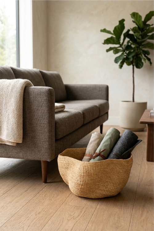 Natural Dune Pakurigo Wave Basket by Baba Tree, a stylish woven storage basket with a wave design, perfect for home organization.