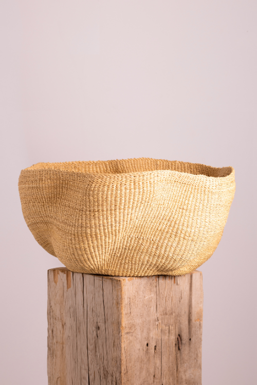 Baba Tree Pakurigo Wave Basket in Natural Dune, a stylish woven storage basket with wave pattern and natural tones.