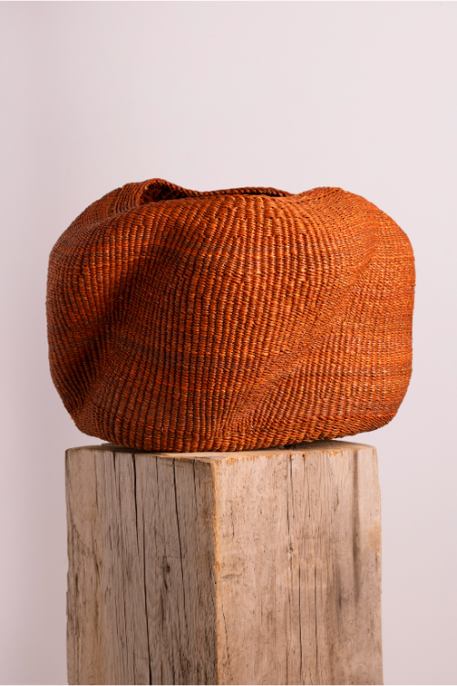 Sienna Baba Tree Pebble Art Basket with woven pebble design, showcasing handmade craft and natural earthy tones.