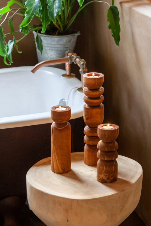 Abstract Candle Holder Set - Cognac - September Collective
