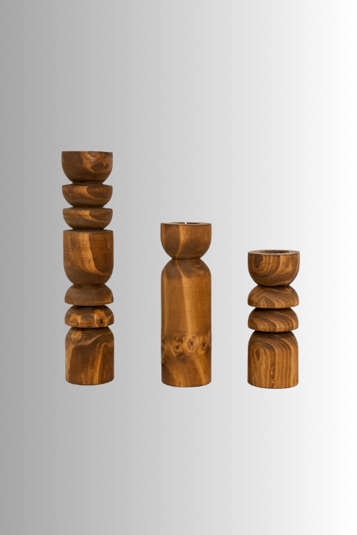 Abstract Candle Holder Set - Cognac - September Collective