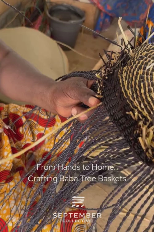 Video showing Baba Tree artisans weaving pakurigo wave baskets.