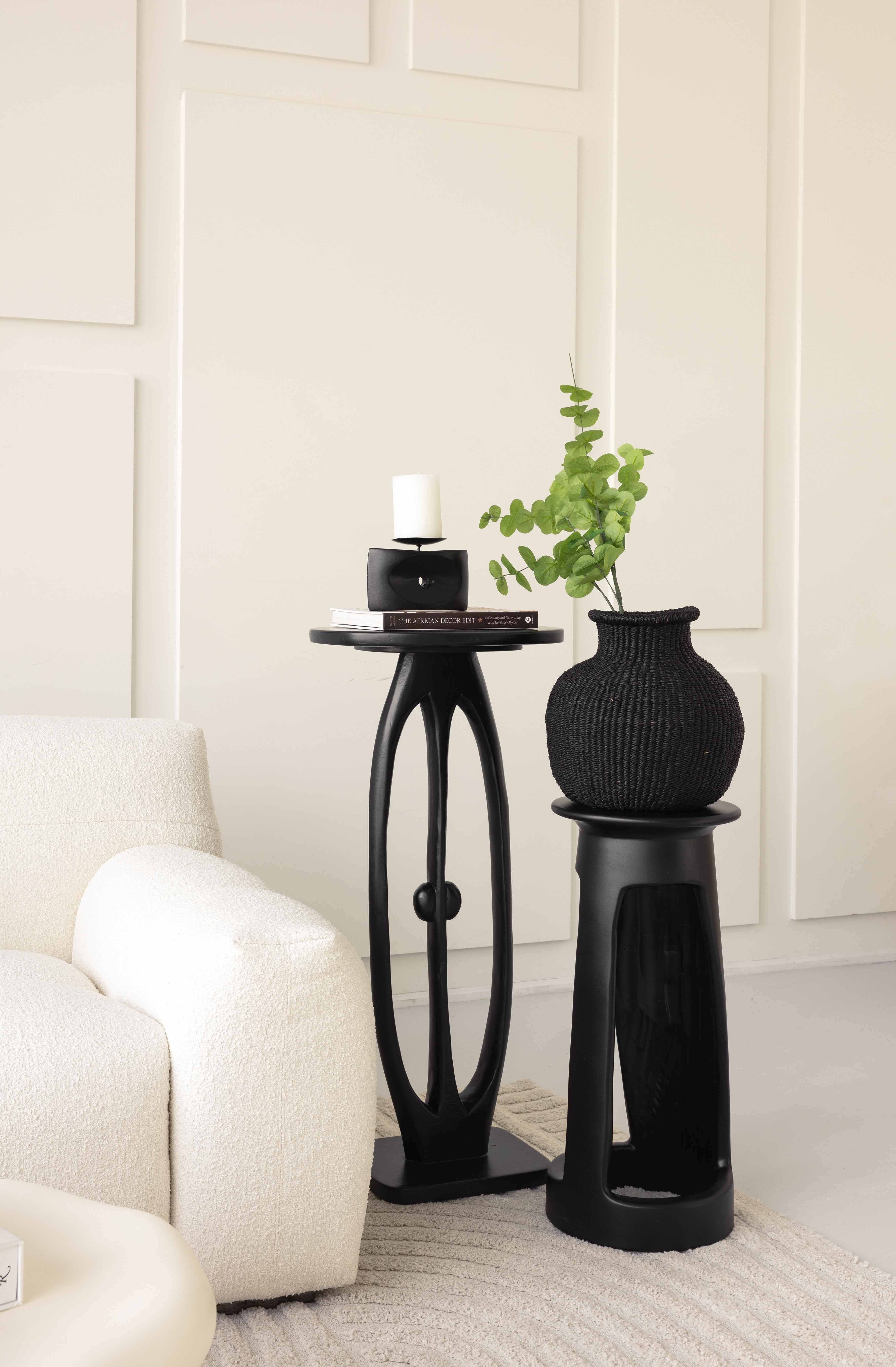 Djembe Round Accent Table - Black - September Collective