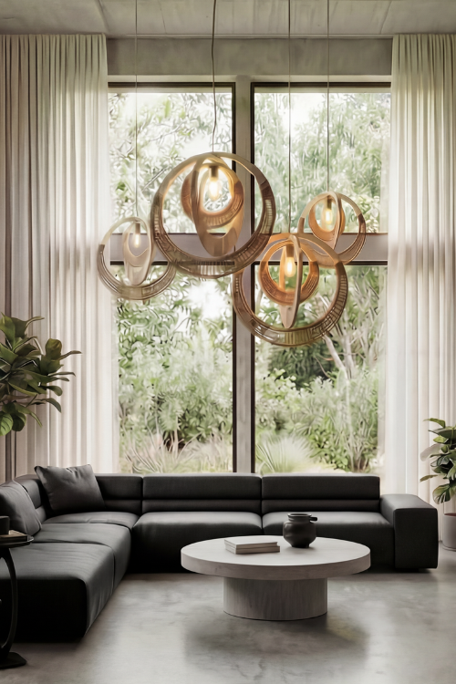 South African Black Woven Necklace Pendant Light - September Collective