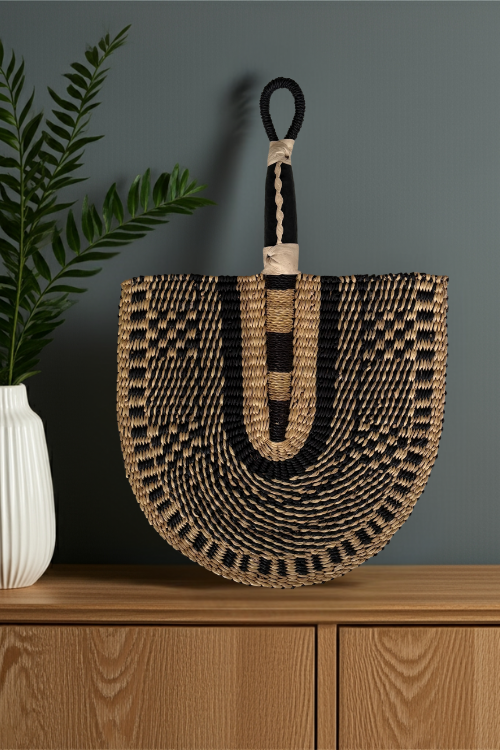 Handcrafted Bolga Decorative Fan – Black & Natural Essence - Handwoven Elegance from Ghana is a cost-conscious way to bring authentic African craftsmanship into your home.