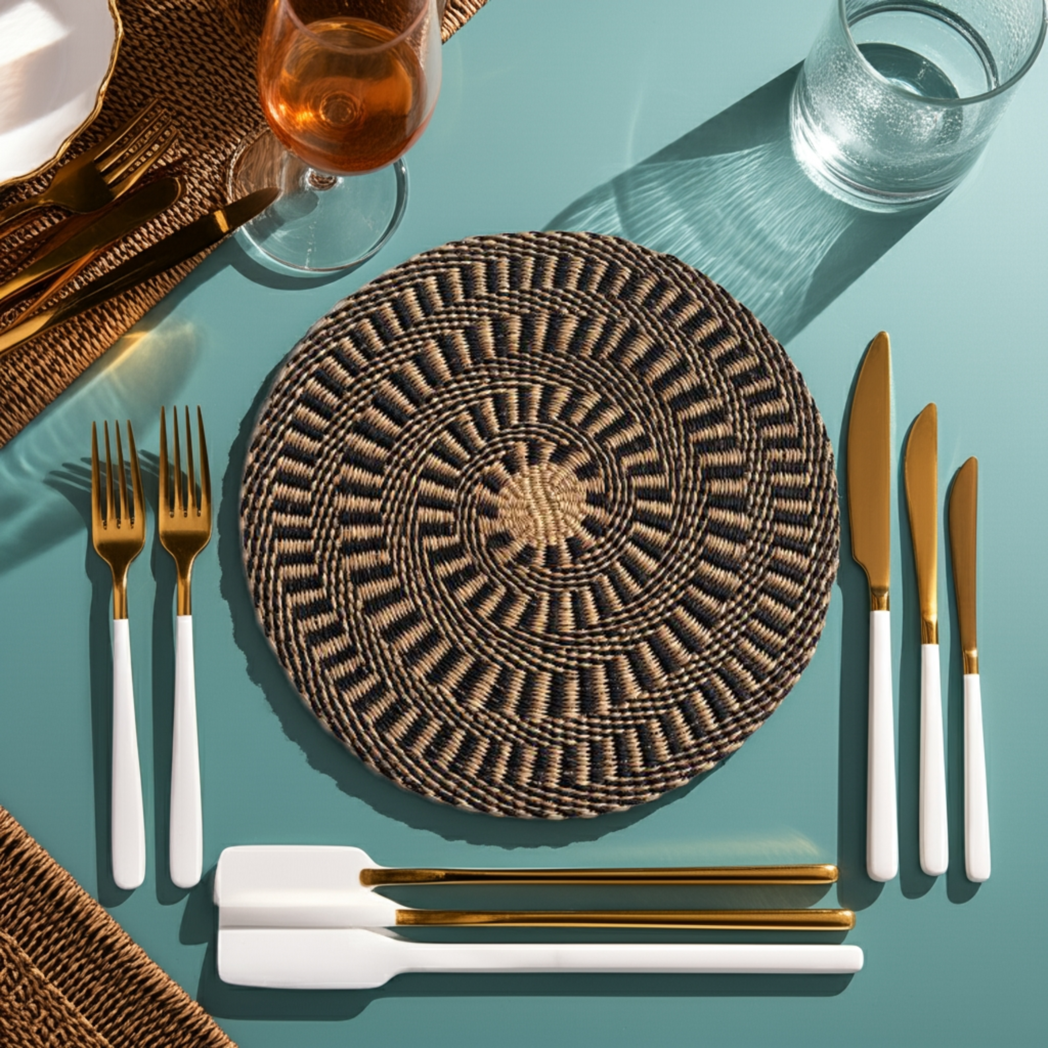 Baba Tree Placemats - Ebony and Natural in circular design