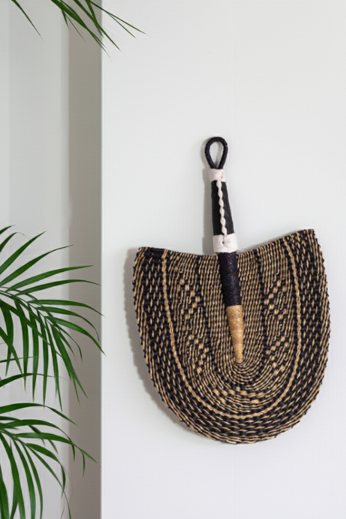 Bolga Decorative Wall Fan-Black-Natural-September Collective