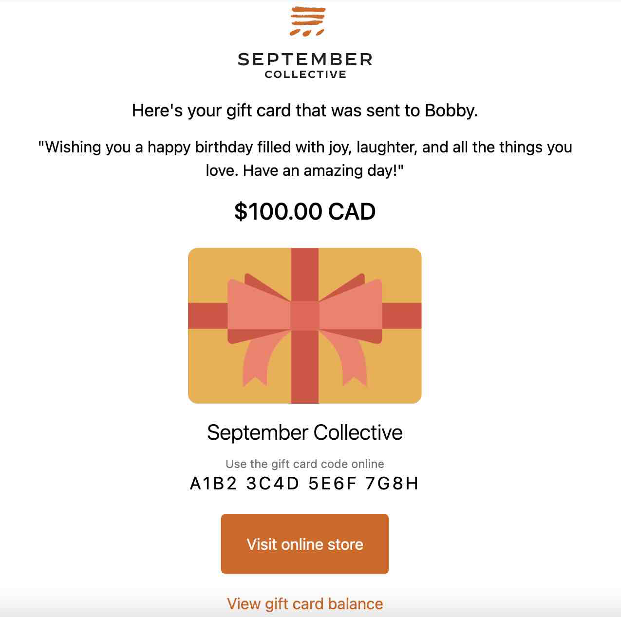 September Collective Gift Card - Sample