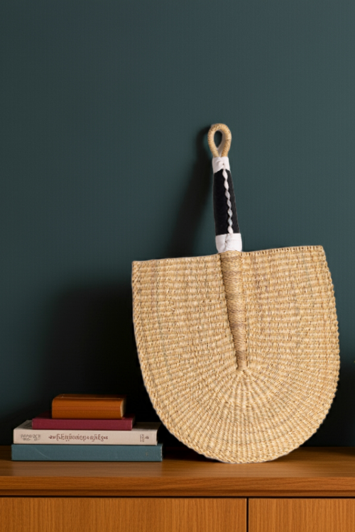 Handcrafted Bolga Decorative Fan - Natural Dune is Handwoven Elegance - September Collective