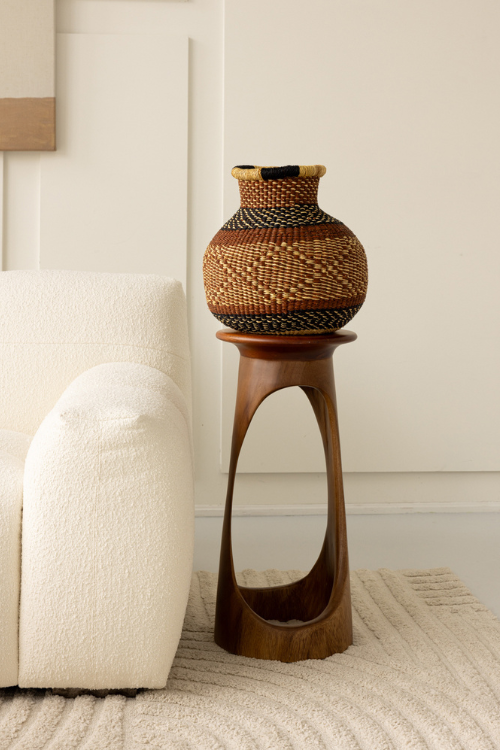 Jemima 10 Cows (Tiny) Basket - Gurunsi - Placed on Tekura side table - September Collective