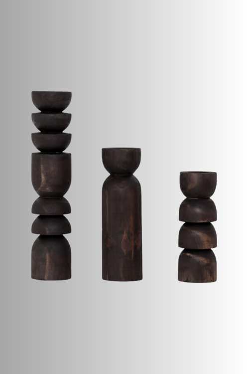 Abstract Candle Holder Set - Black - September Collective