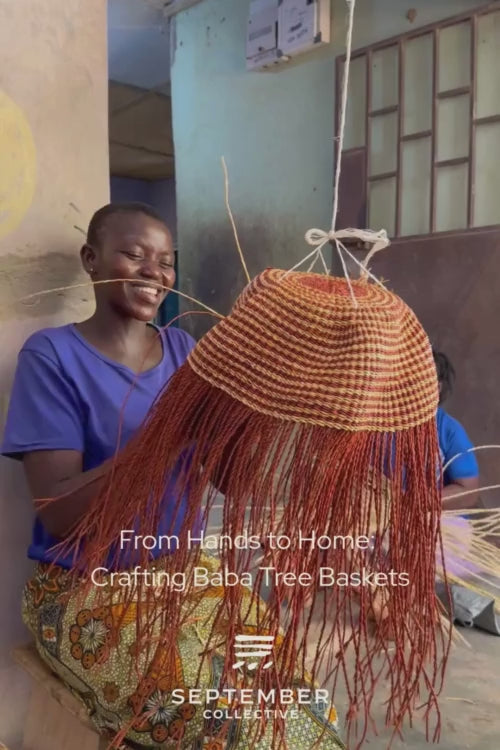 Video showcasing baba tree artisans weaving baskets.