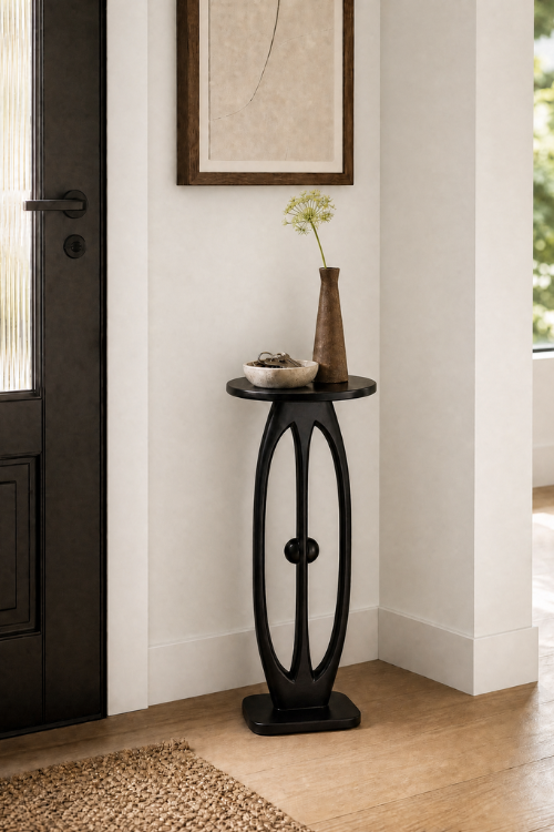 Tekura Crab side table styled in a living room