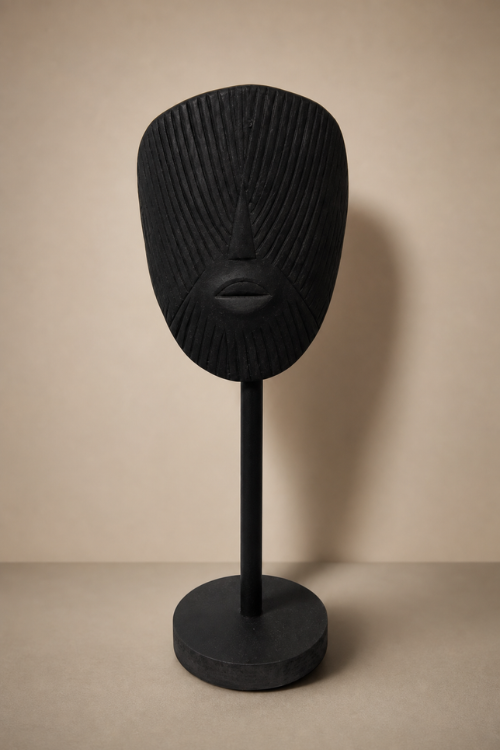 African sculpture by Tekura, Sun Sum Sculptural African Mask featuring intricate carvings and traditional design elements.
